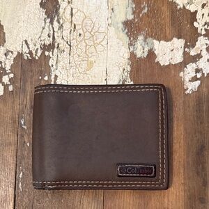 Columbia Dark Brown Leather Bi-Fold Wallet